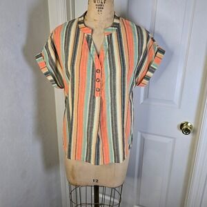 Emery Rose NWT Orange Stripe Womens Top M‎